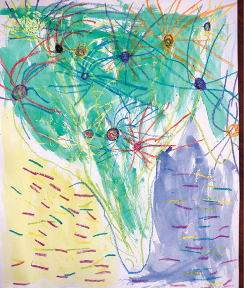 Child's artwork inspired by van Gogh's Sunflowers
