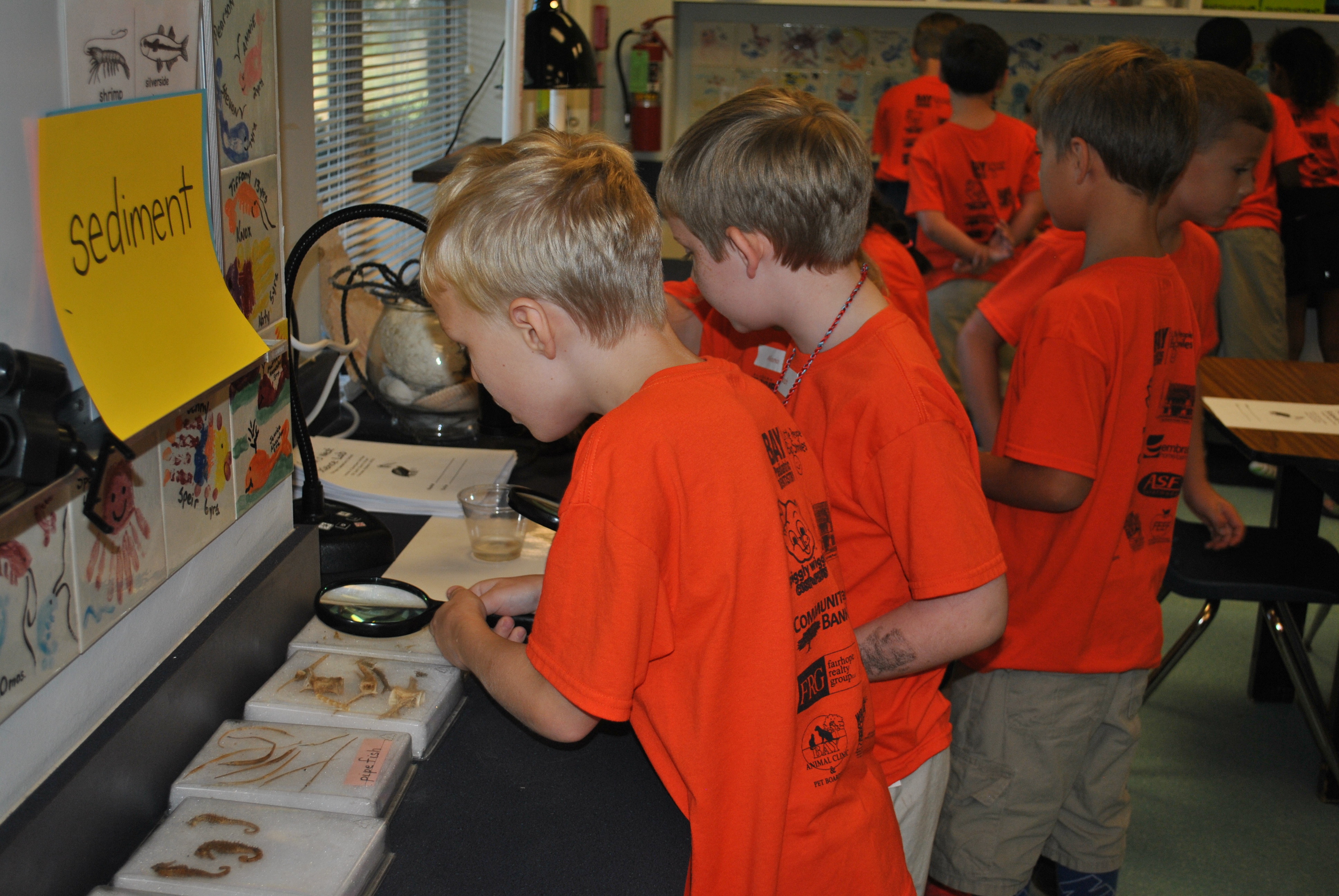 Second-graders explore the Pelican’s Nest upon arrival.