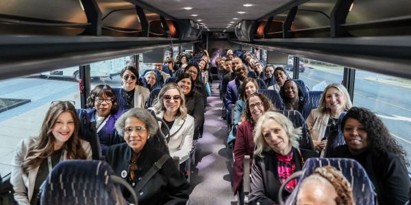 PPF participants on the shuttle to the hill