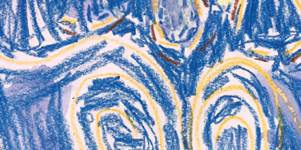 Child's artwork inspired by van Gogh's Starry Night