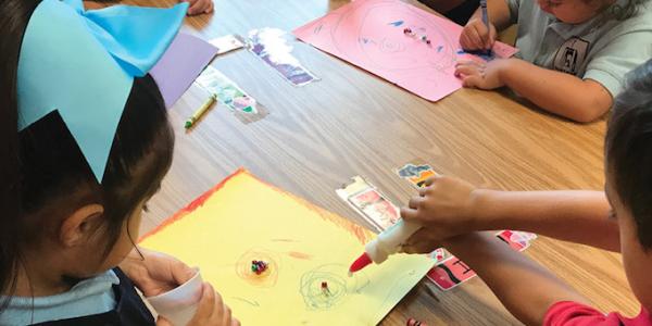 Children making an art project