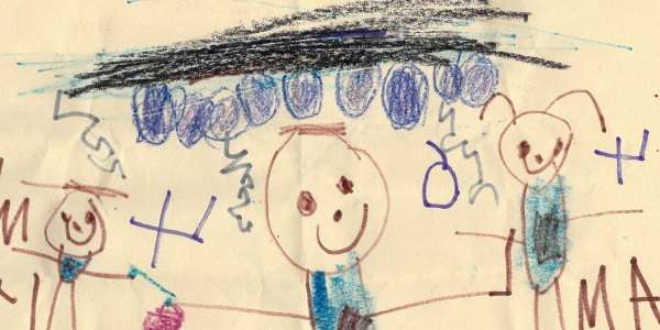 a drawing of people by a child