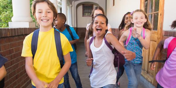 Group of young kids excited for learning Group of young kids excited for learning