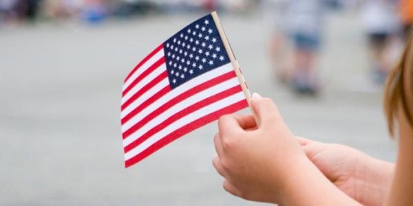Celebrating the Fourth of July with the American flag Celebrating the Fourth of July with the American flag