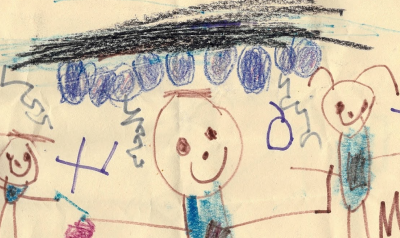 a drawing of people by a child